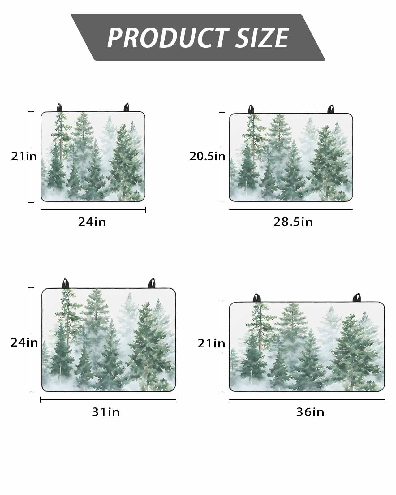 Stove Top Covers for Electric Stove, Forest Green Glass Stovetop Cover Protector, Spring Summer Watercolor Pine Tree Induction Cooktop Protector Oven Mat for Kitchen Countertop 31"x24"