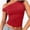 Red, variant on Womens Summer Off The Shoulder Sleeveless One Shoulder Ruched Asymmetrical Going Out Tank Crop Tops Shirts