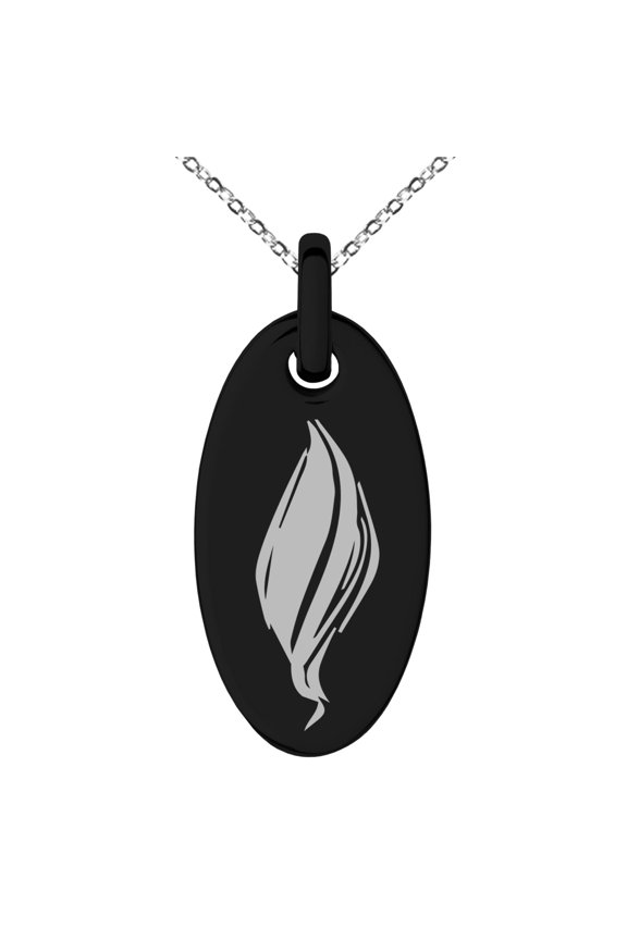 Stainless Steel Elemental Fire Nation Engraved Small Oval Charm Pendant Necklace