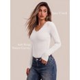 thumbnail image 2 of MOYIKO Slim Fitted Long Sleeve Shirts for Women Lace V Neck Tops Tight Fall Outfits Basic Tees, 2 of 7