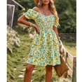 thumbnail image 3 of OUSIMEN Women's Dresses Casual Summer Print Ruffle A Line Short Sleeve Mini Floral Dress for Women, 3 of 7