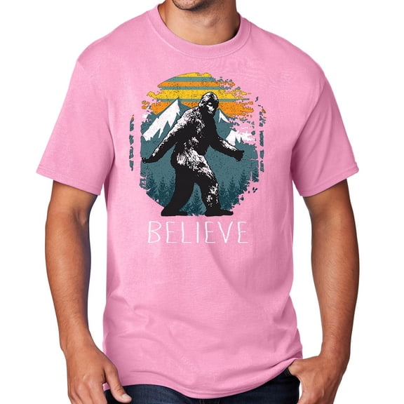 Men's Sasquatch Believe T-shirt, 6XL Candy Pink