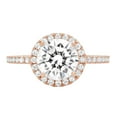 thumbnail image 1 of 1.86 ct Round Cut Genuine Cultured Diamond SI1-SI2 I-J 18K Rose Gold Halo Promise Wedding Statement Engagement Designer Ring W/ Crystal side stones size 6.5, 1 of 7