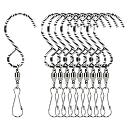 

Swivel Hooks Clips 10 degree Rotating S Hook Hanger for Hanging Windchimes Windscoks