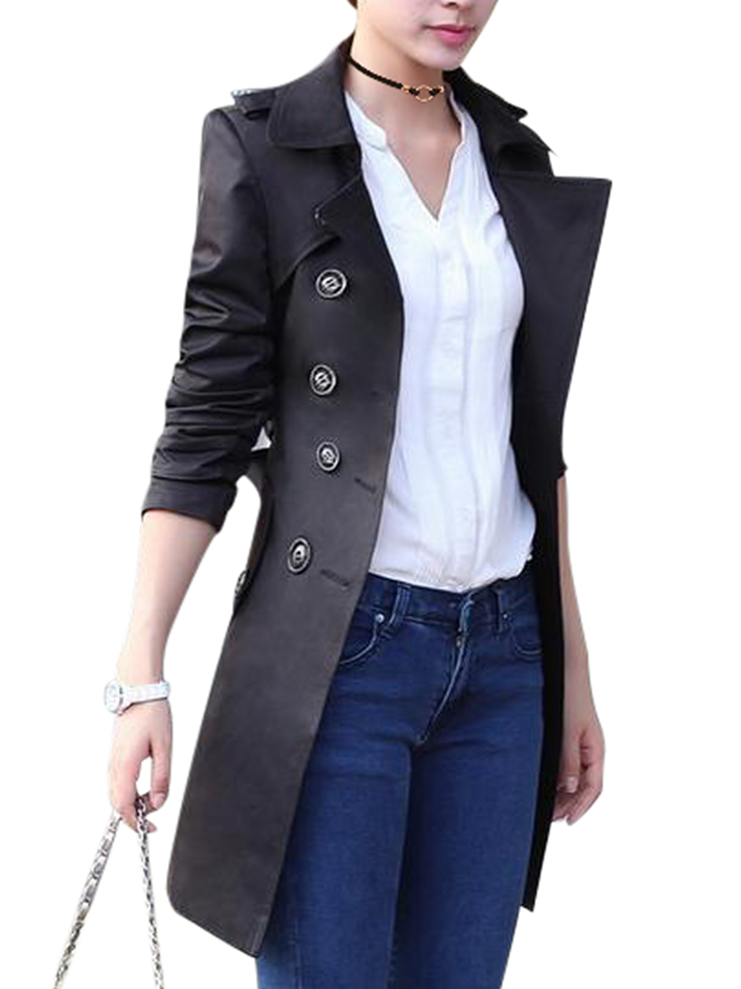 Homme Automne Pardessus Ceinture Double Boutonnage Lapel Vent Manteau ocercoat mi longue veste