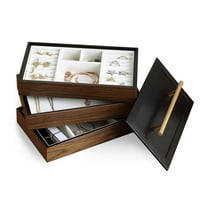 Casegrace Wooden Jewelry Box 3-Layers Large Drawer Organizer Storage Tray for Women Men Earrings Ring Holder Jewellery Case