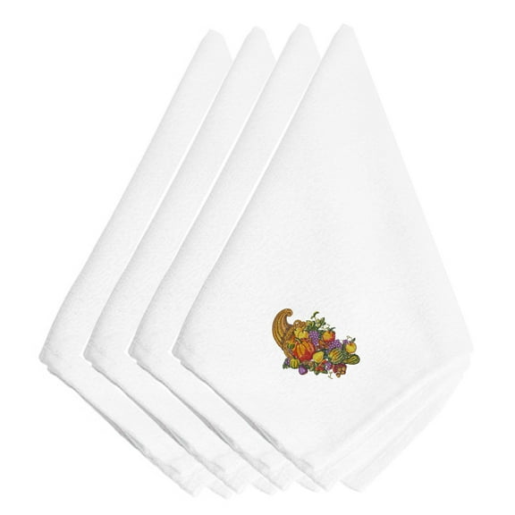Thanksgiving Cornucopia Embroidered Napkins Set of 4