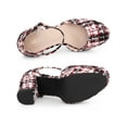 thumbnail image 4 of BLISSFUL STEP Women's Plaid Platform Ankle Strap Block Heel Mary Janes Pumps Red Black 9, 4 of 5