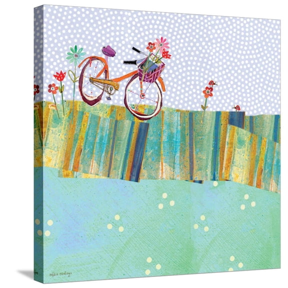 Art.com Polka Dot Delight - Tangerine Bicycle Stretched Canvas Print Wall Art by Robbin Rawlings, 24" x 24"