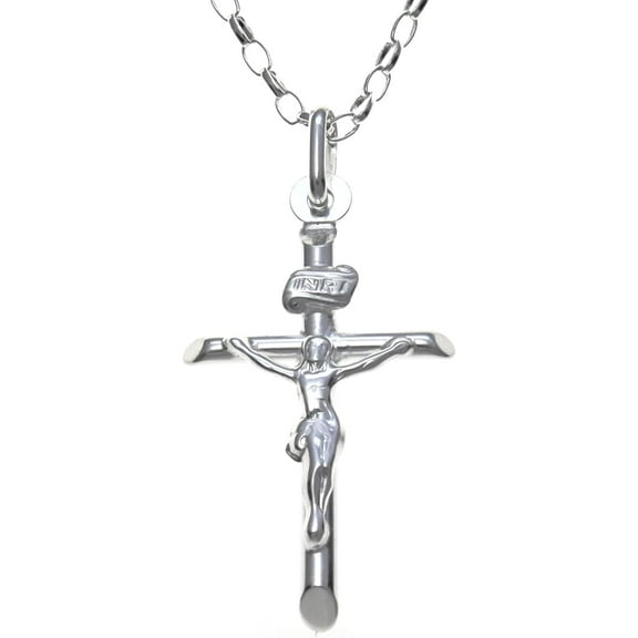 925 Sterling Silver Cross Necklace For Women - Silver Crucifix Necklace Pendant With 18" Sterling Silver Chain & Jewellery Gift Box - 31mm X 18mm