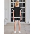 thumbnail image 4 of Arshiner Girls Summer Outfits 2 Piece Clothes Color Block Drop Shoulder Sleeve Top and Casual Short Sets Activewear, 4 of 8
