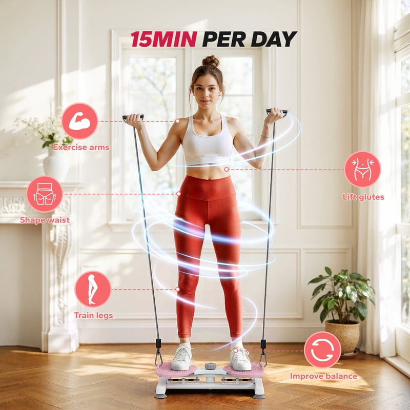 MERACH Slim Waist Twister, Silent Ab Toner for Women, 300 lbs Capacity, Core Workout Board for Home Gym, Pink