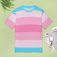 thumbnail image 4 of Trans Pride Flag Womens Tops Women's Fashion Casual Short Sleeve Flower Print Round Neck Pullover Top Blouse, 4 of 6