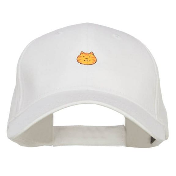 Mini Cat Face Embroidered Cotton Cap - White OSFM