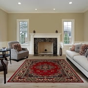 Traditional Area Rug Bordered Medallion Design Persian Oriental Rugs Carpet Runners