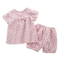 thumbnail image 1 of Pajama para Bebés Niñas Conjunto de Verano Cuello Redondo Manga Corta Estampado Floral con Gasa Bowknot Dos Piezas, 1 of 9