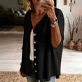 thumbnail image 5 of LEKWK 3/4 Length Sleeve Womens Tops Button Down V Neck Comfy Linen Shirts Loose Fit Skin Friendly Soft Lightweight Casual Tops, 5 of 8