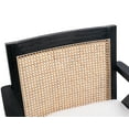 thumbnail image 4 of Guyou Modern Rattan Accent Chair, Mid-century French Farmhouse Upholstered Solid Wood Armchair Reading Chair, Retro Dining Chair with Woven Back and Black Base, White Fabric, 4 of 12