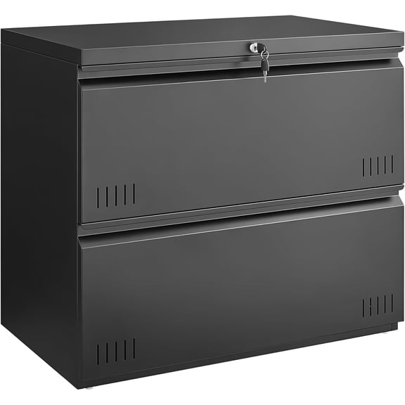 2 Drawer File Cabinet, File Cabinets for Home Office, Printer Stand, File Cabinet with Lock, Lateral Filing Cabinet for A4/Letter/Legal Size File Folders, Assembly Required(Black)