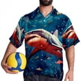 thumbnail image 4 of Starry Shark Men's Short Sleeve Beach Shirts, Casual Printed Button Down Poplin Shirt Summer., 4 of 6