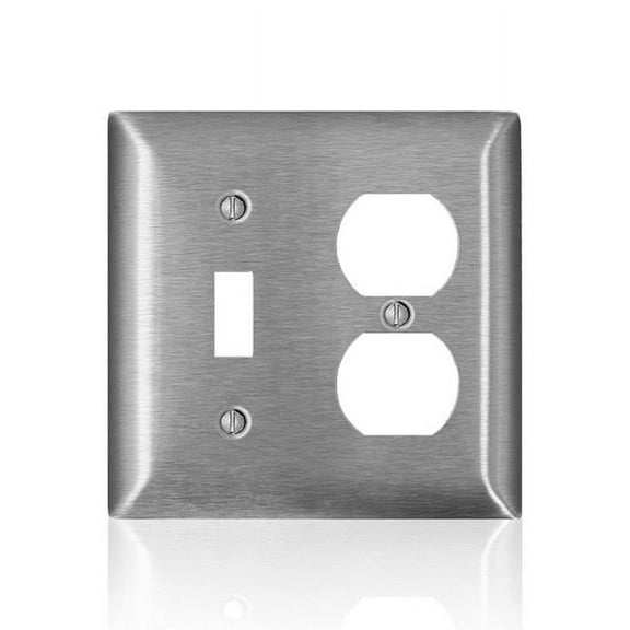 C-Series Stainless Steel 2 Gang Metal Duplex & Toggle Wall Plate