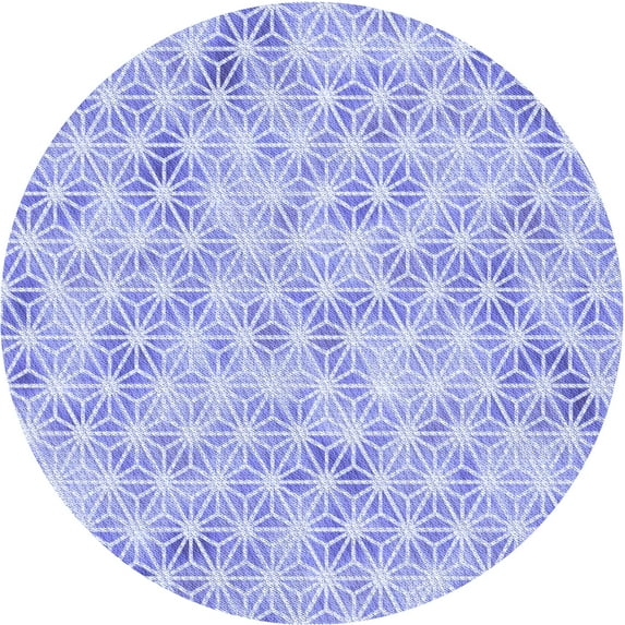 Ahgly Company Machine Washable Indoor Round Transitional Light Slate Blue Area Rugs, 4' Round