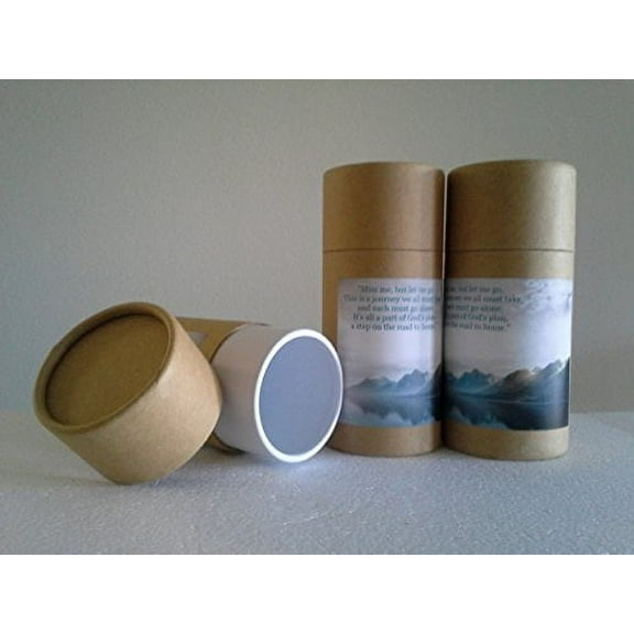 Set of THREE Natural Biodegradable CREMATION SCATTERING TUBES with Telescopic Lids & Instructions (Style: Mountains)