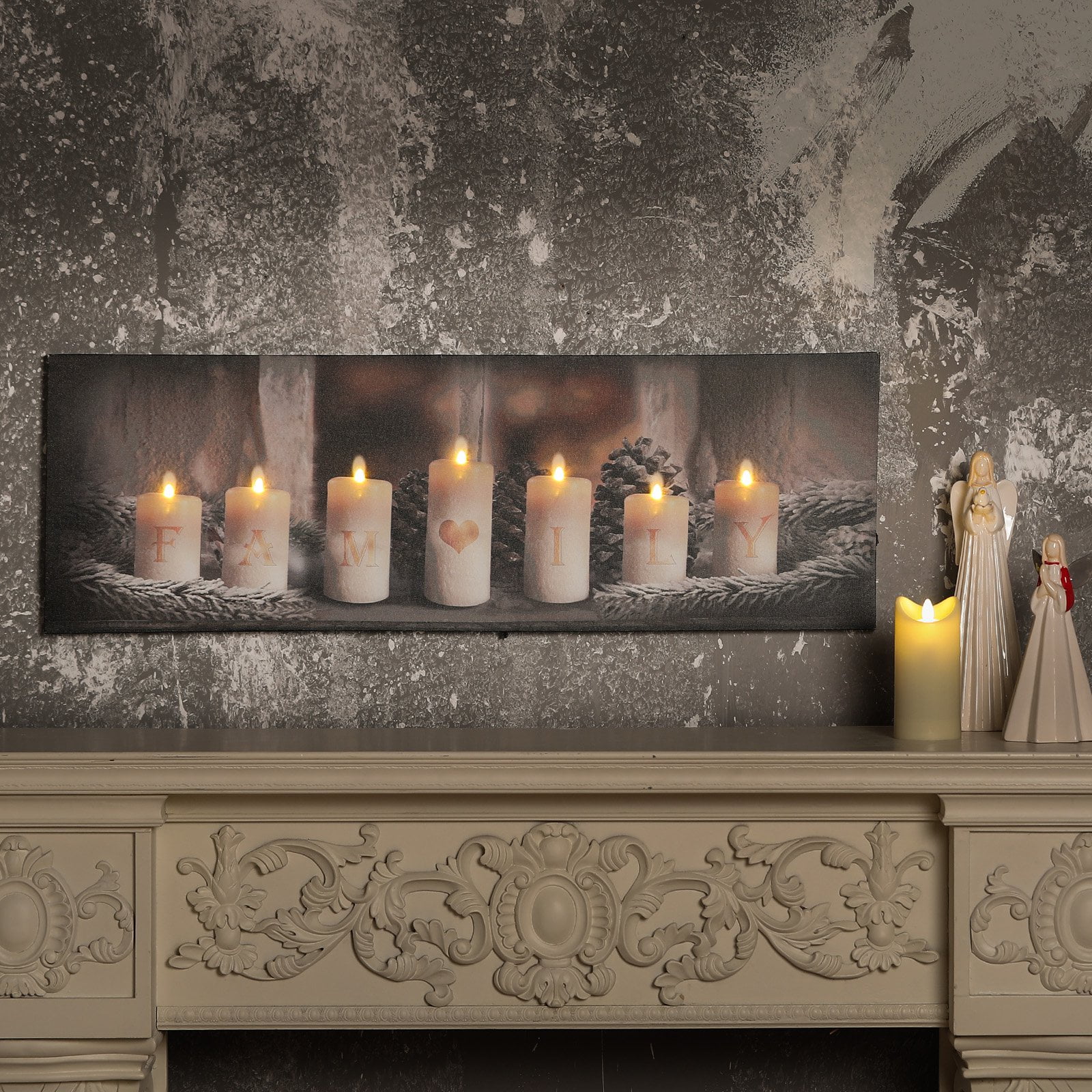 Family Candles Canvas Print with LED Lights