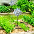 thumbnail image 4 of YiaNXan 6 Pack Reflective Pinwheels with Stakes (Assembly Required), Extra Sparkly Pin Wheel for Garden Decor, Bird Repellent Devices Deterrent to Scare Birds Away from Yard Patio Farm (Small), 4 of 5