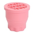 thumbnail image 2 of Taza limpiadora de brochas de maquillaje, almohadilla de limpieza para brochas cosméticas, estante de secado, cuenco de silicona, herramienta de lavado portátil, color rosa, 2 of 8
