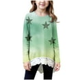 thumbnail image 2 of NAISIBABY Girls Long Sleeve Tops, Lace Irregular Hem Fashion Graphic Crewneck Kids Fall Clothes Tops Green 14T, 2 of 6
