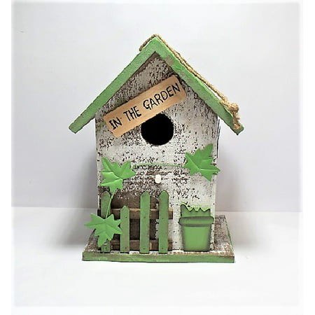 In The Garden Wooden Birdhouse in Green/White (Best Birdhouse For Robins)