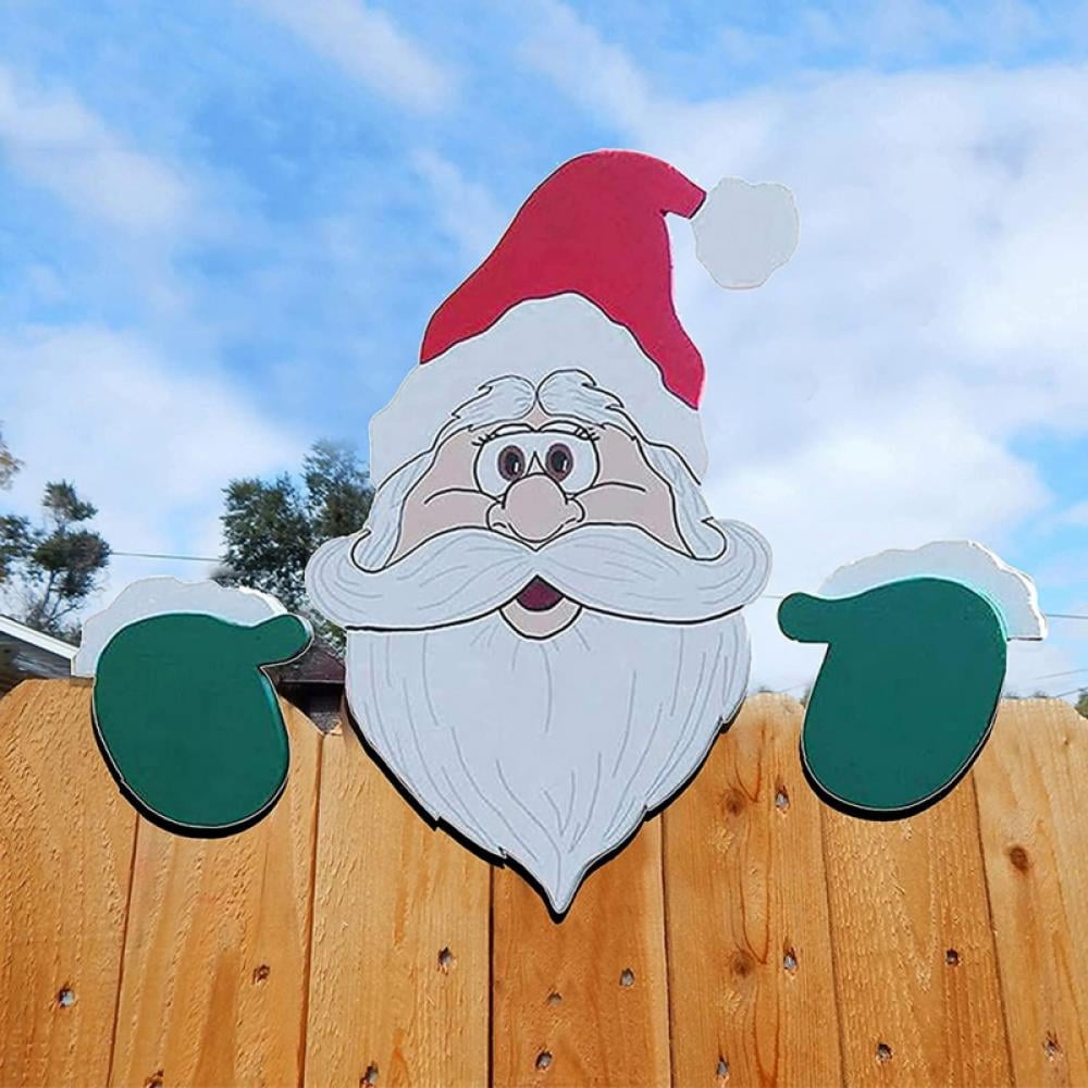 Santa Claus Elk Parking Fence Peeker Christmas Home Outdoor Garden Decoration 