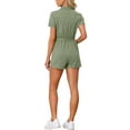 thumbnail image 3 of INSPIRE CHIC Women's Short Jumpsuit Short Sleeve Tie Waist 100% Cotton Cargo Jumpsuit with Pockets XL Army Green, 3 of 6