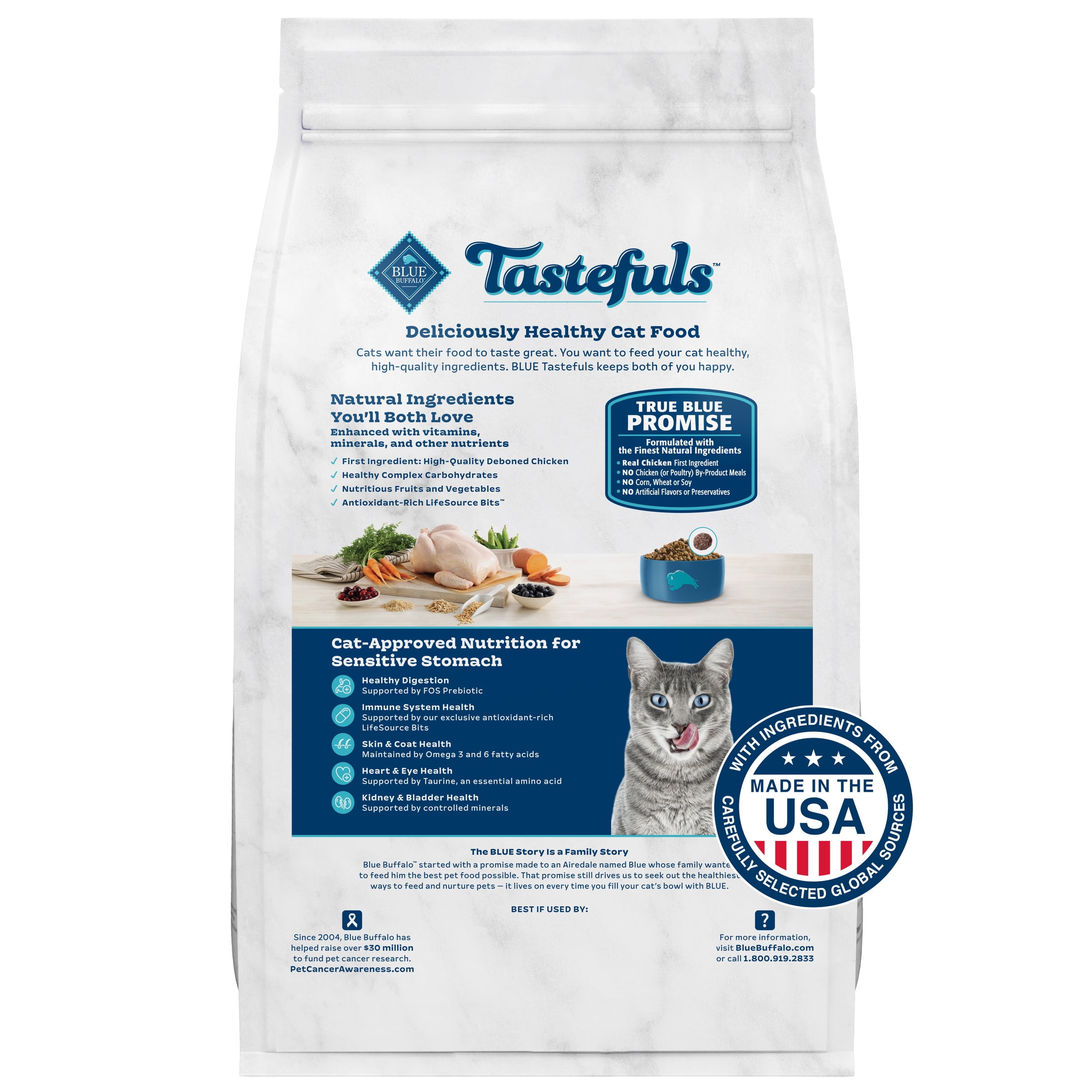 Blue Buffalo Tastefuls Dry Cat Food, Multi-Cat, Chicken and Turkey, 15-lb. Bag