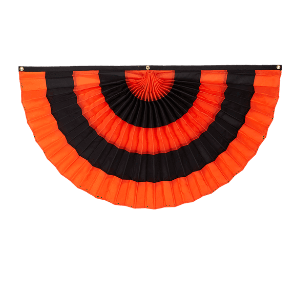 Halloween Cotton Pleated Fan - Orange/Black/Orange/Black/Orange - 36" x 72"