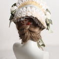 thumbnail image 4 of ZPAQI Elegant Straw Hat withStrap Bonnet Cap Headdress Ruffle Lace Hair Accessories, 4 of 21