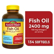 Nature Made Fish Oil 2400mg Per Serving Softgels, Omega 3 Fish Oil Supplements, 134 Count