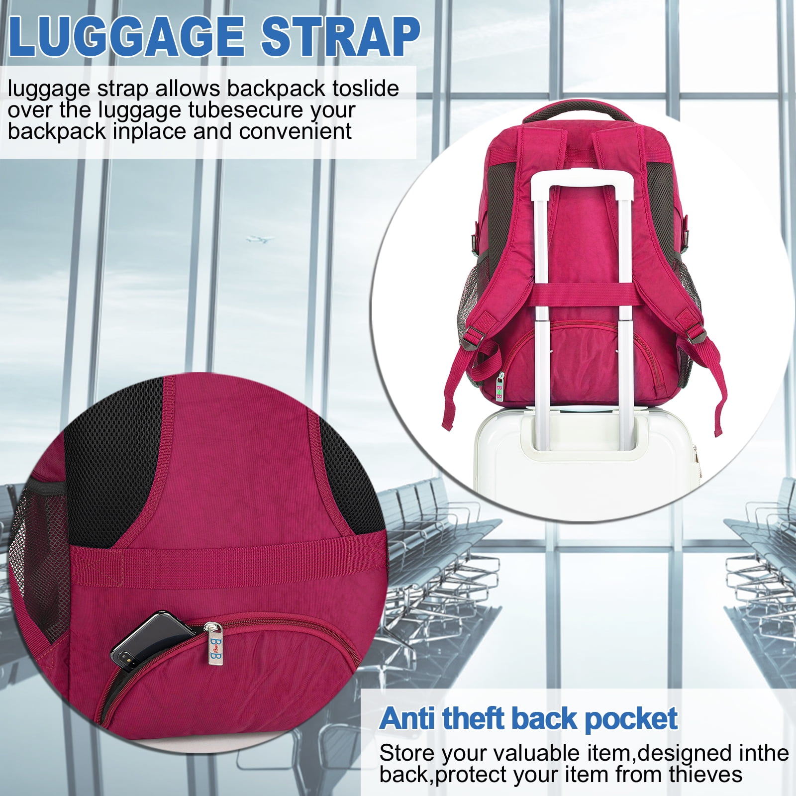 18" Personal Item Laptop Under Ueat Backpack for American, Spirit, Frontier (Purple)
