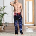thumbnail image 2 of Sigee Glasses And Fireworks print Men's Pajama Pants Lounge Sleep Bottoms with Elastic Waistband and Pockets-Small, 2 of 6