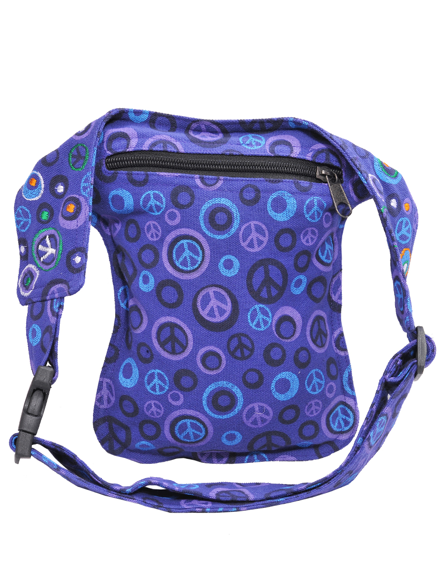 The Collection Royal Fanny Pack Crossbody Bags for Women| Cotton Canvas Boho Hippie Festival Colorful Belt Bag for Women (Purple Peace R)