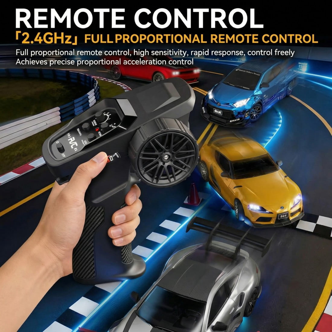 1:24 4WD RC Drift Car for Adults, D24 High Speed Remote Control Racing Car with Gyro, LED Lights, Dual Tire Modes, Full Proportional Steering RTR- ( Q1 Pearl White / D24-01 )