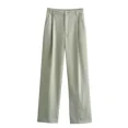 thumbnail image 1 of Ensemble de Vestes Courtes à Col Rabattu pour Femmes + Pantalon Large Chic Printemps Été 2024 Costumes Décontractés Unis Mode Streetwear FWZ, 1 of 7