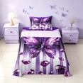 thumbnail image 2 of Homewish Purple Butterfly Twin Sheets, Diamonds Glitters Print Bedding, 3pcs (1 Flat Sheet, 1 Fitted Sheet and 1 Pillowcase), 2 of 6
