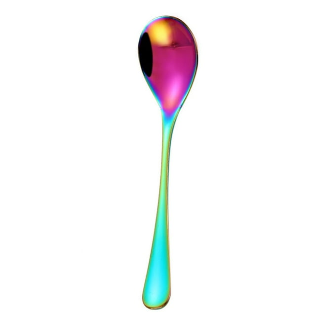 AMERTEER 1Pc Solid Color Stainless Steel Coffee Tea Cream Cocktail Stirring Spoon Cutlery