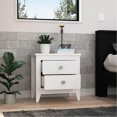 thumbnail image 2 of White Nightstand 15.74''D with Two Drawers and Four Legs / Ideal for Bedside Display, 2 of 4