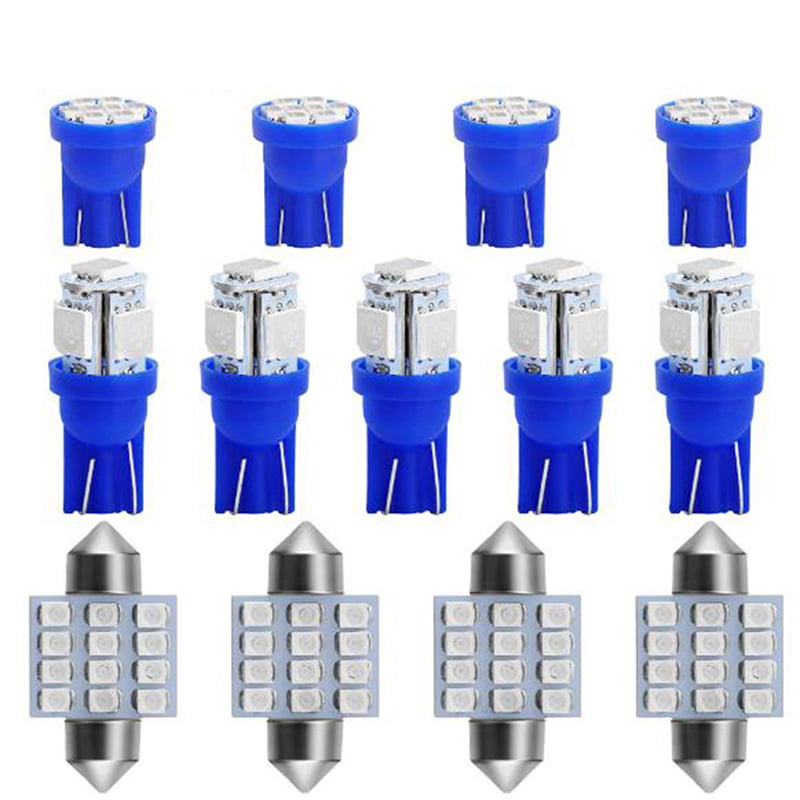 13x Blue LED Package Interior For Dome Map License Lights T10 & 31mm Bulb Lamp