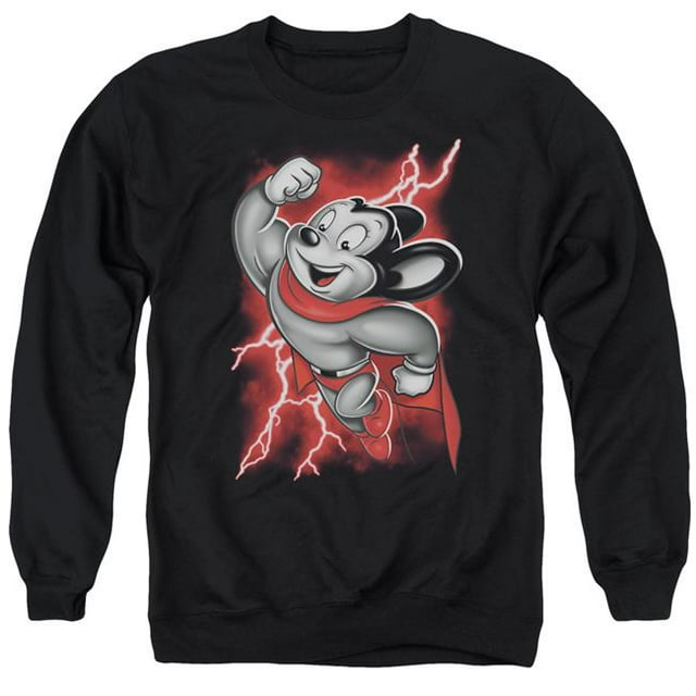 Mighty Mouse & Mighty Storm Adult Crewneck Sweatshirt, Black - Small