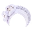 thumbnail image 2 of pxiakgy bucket hat for women fashion women beading braid hat ruffle cancer beanie wrap cap sleep caps satin lined hair bonnets white + one size, 2 of 2