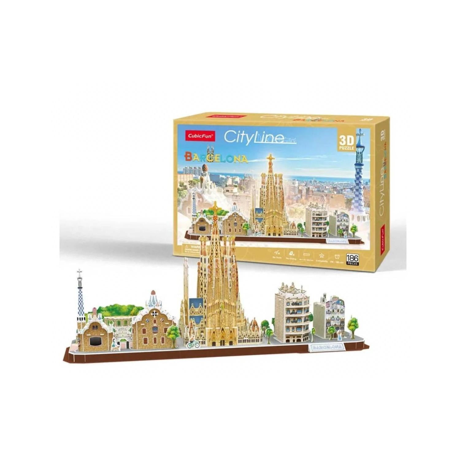 Juguete Puzzle 3D City Line Barcelona 186 Piezas 54X26X17Cm